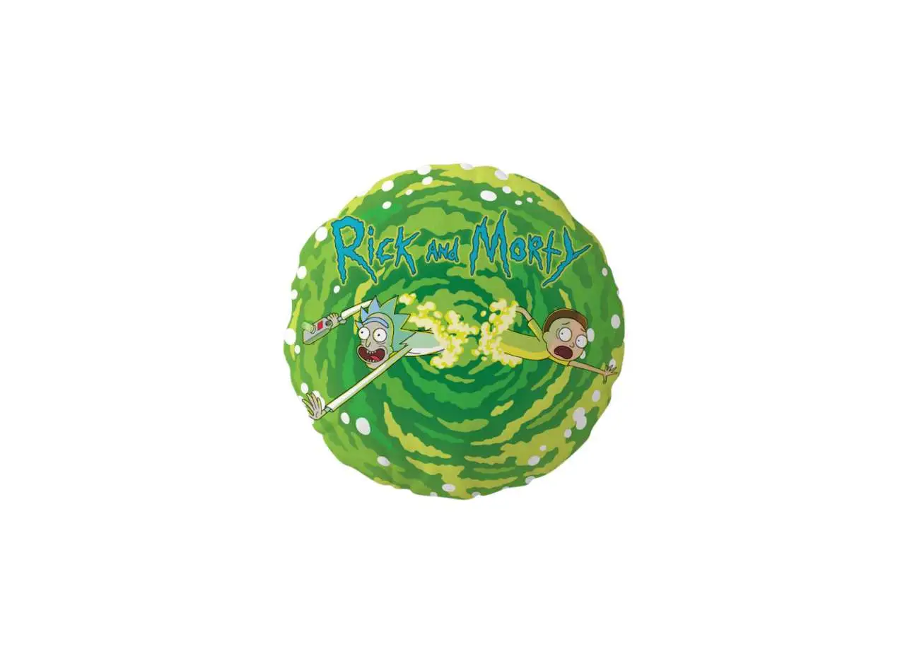 Figurine rick y morty logo round cushion